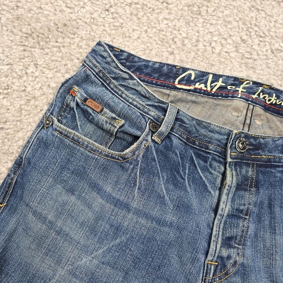 Cult of Individuality Jeans Mens 34x34 Blue Rebel Slim Medium Wash Button Fly - Picture 3 of 15